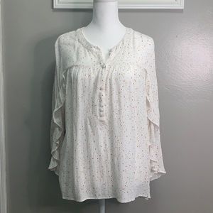 Lauren Conrad horse shoe ruffle blouse size Medium